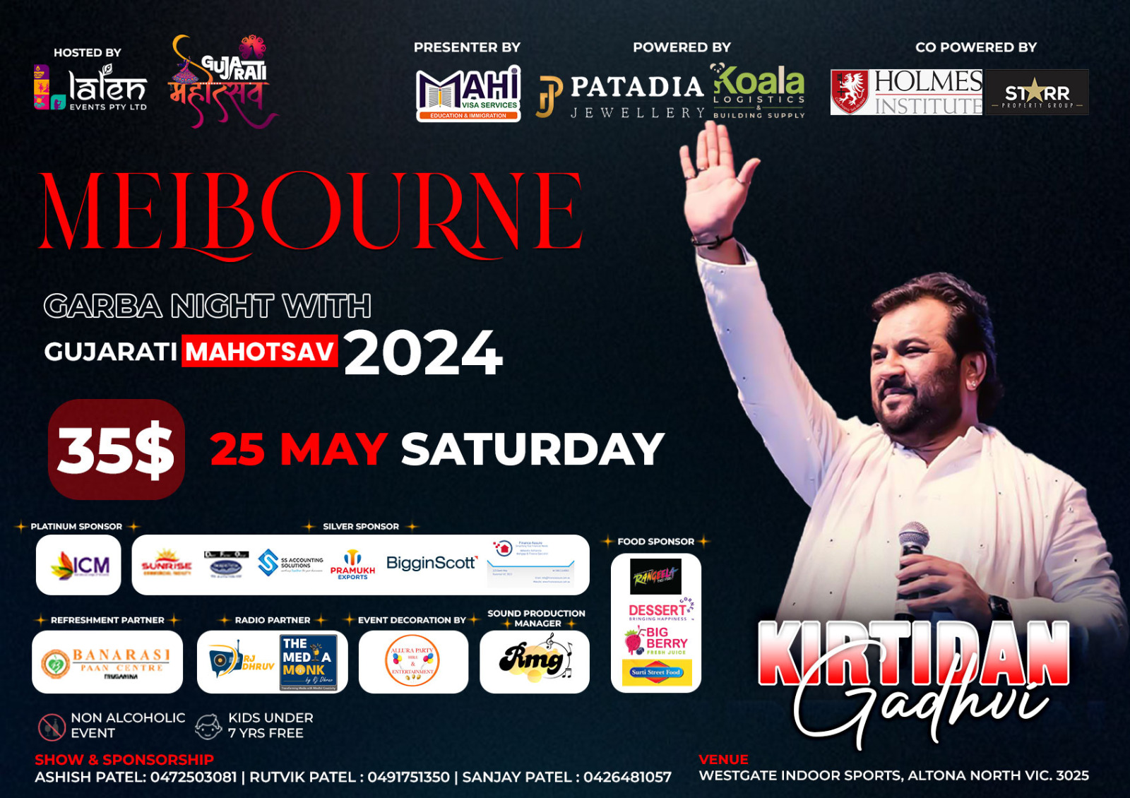 Garba Night With Kirtidan Gadhvi 2024 Melbourne Buy Ticket Online