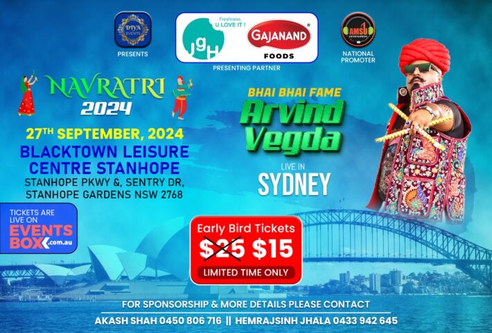 Navratri 2024 with Bhai Bhai Fame Arvind Vegda Live in Sydney