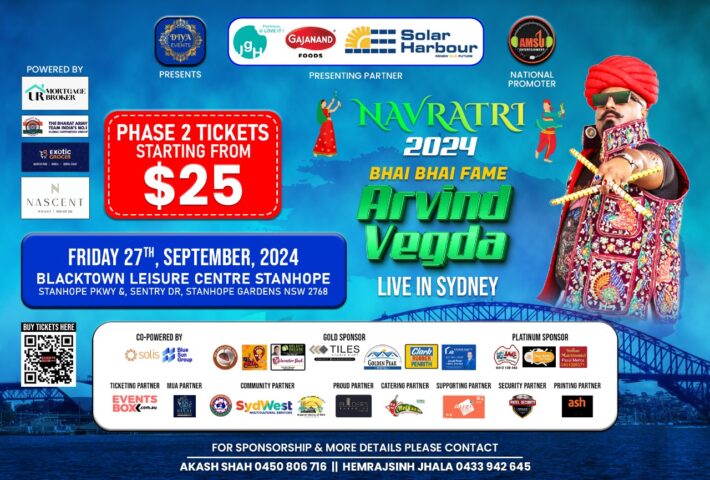 Navratri 2024 with Bhai Bhai Fame Arvind Vegda Live in Sydney